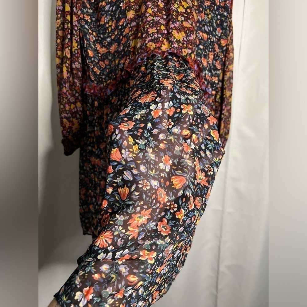 Anthropologie Boho Helene Sheer Floral Long Sleeve Dress XS - Picture 12 of 14